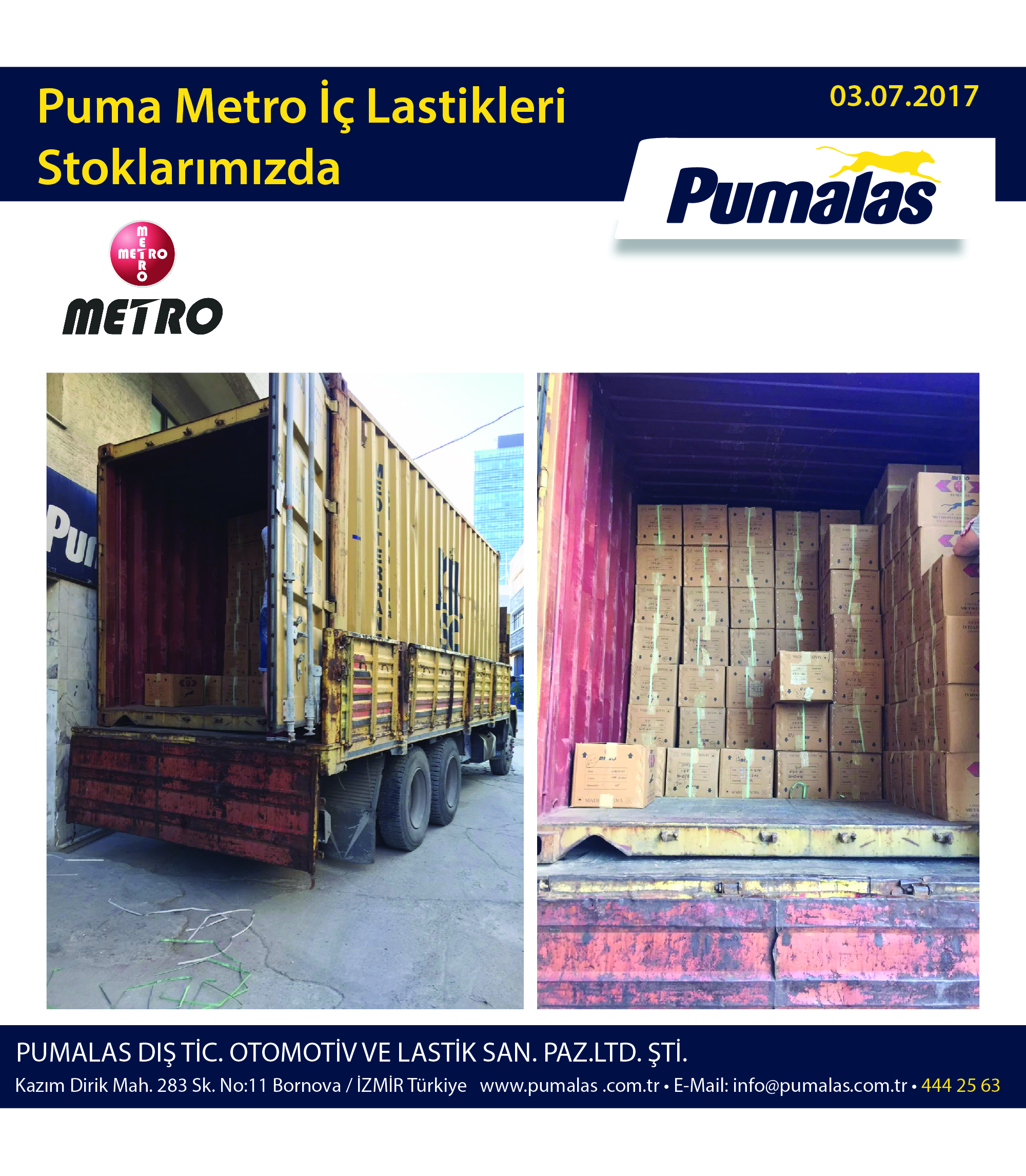 Puma Metro İç Lastiklerimiz Stoklarımızda