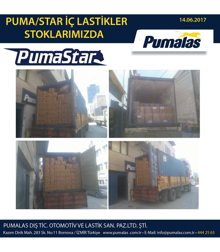 Pumastar İç Lastiklerimiz Stoklarımızda!